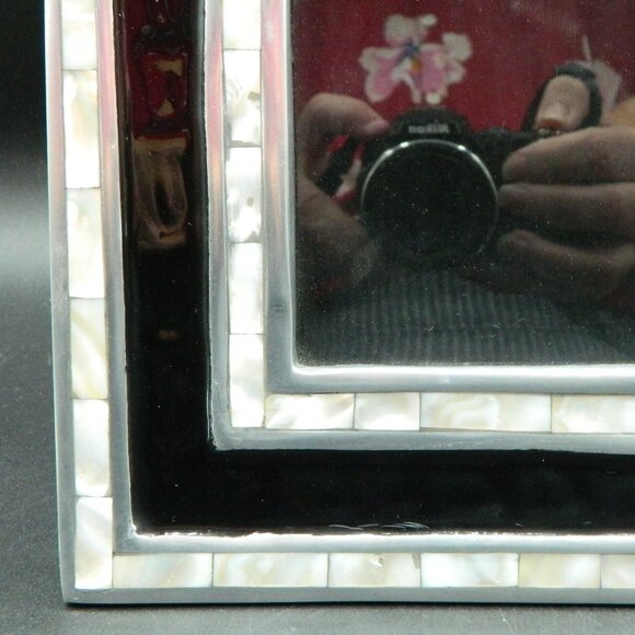 Julia Knight Silver & Black Frame with Mother of Pearl Inlay for 5" x 7" photo - Picture 5 of 9
